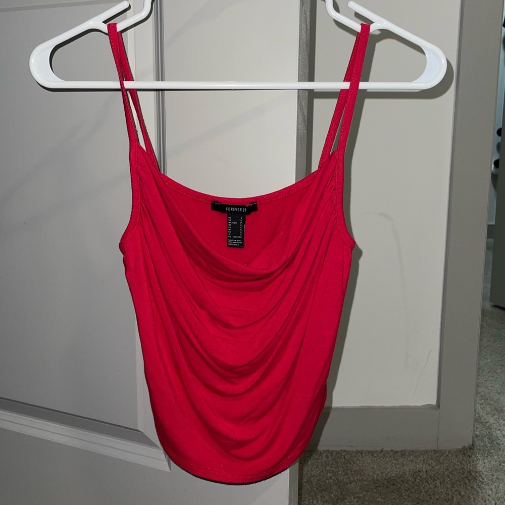 Forever 21 Adjustable Red Cowl Tank Top